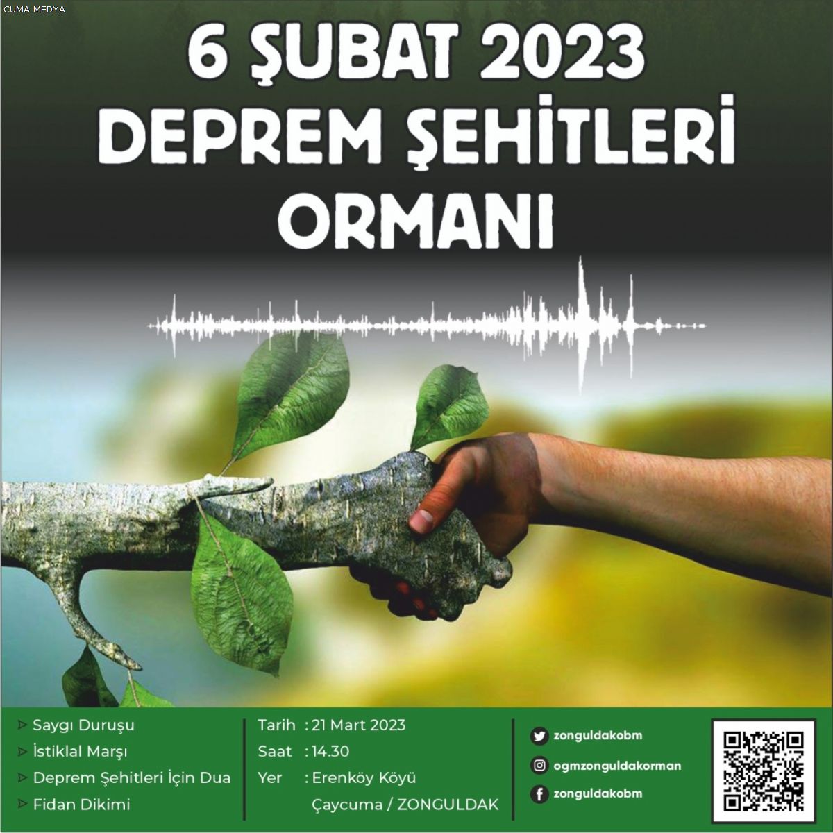 Çaycuma'ya Deprem Şehitleri Ormanı