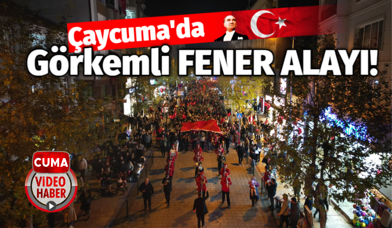 Çaycuma’da Fener Alayı Coşkusu Havai Fişekler Eşliğinde Cumhuriyet Coşkusu