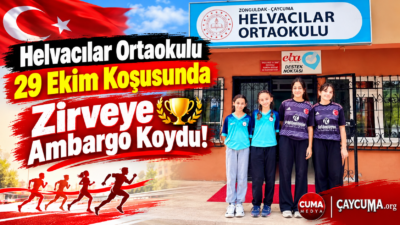 Zonguldak’ın Çaycuma ilçesine bağlı Helvacılar Ortaokulu, 29 Ekim Cumhuriyet Koşusu’nda