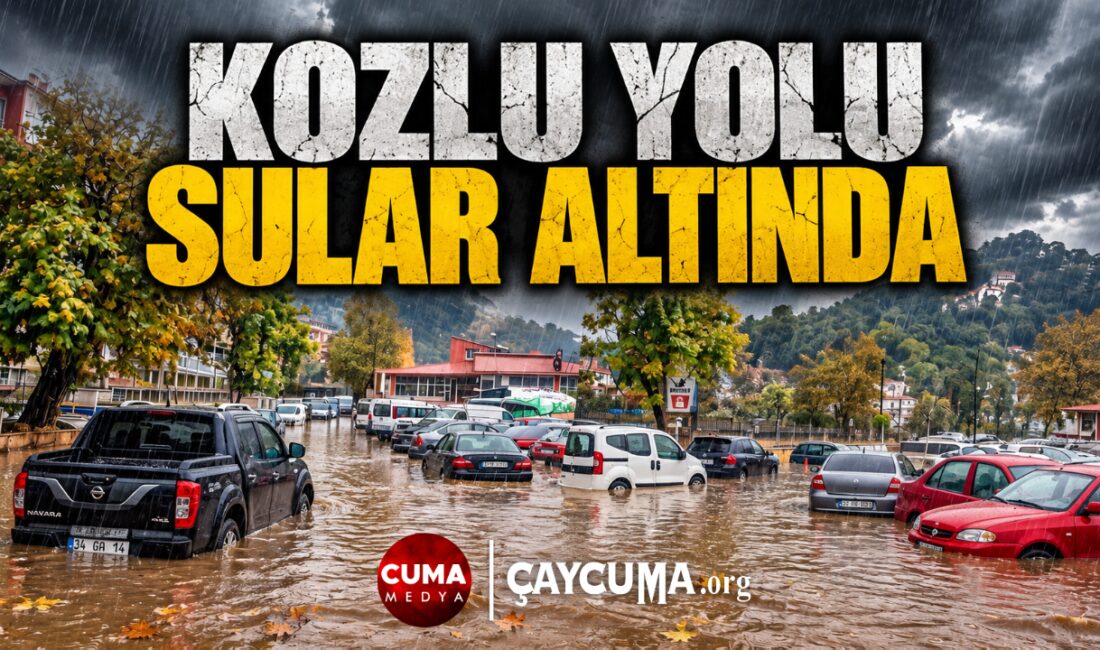 Zonguldak’ta sabah saatlerinde etkisini gösteren şiddetli sağanak yağış, Kozlu Kavşağı’nda